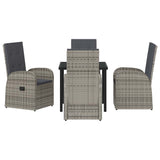Garden Dining Set with Cushion 5 pcs Grey Poly Rattan 3379493