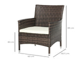 4 PC Rattan Chair Set, Patio Sofa Chairs Set, Cushioned Outdoor Rattan Furniture T3398P315403