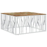 Coffee Table Silver Stainless Steel and Solid Wood Reclaimed 350072