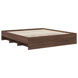 Bed Frame with Headboard Brown Oak 200 x 200 cm Engineered Wood 3408822