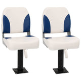 Foldable Boat Seat 2 Set Blue and White 41x36x48 cm 3284288