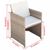 42558 13 Piece Outdoor Dining Set with Cushions Poly Rattan Beige