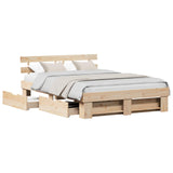 Bed Frame with Headboard Brown 140 x 200 cm Solid Pine Wood 3382274