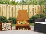 Fire Pit Brown 60 x 35 x 100 cm Weathering Steel 858939