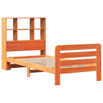 ZNTS Bed Frame without Mattress Wax Brown 90x190 cm Single Solid Wood Pine 3309943