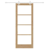Sliding Door Natural 83 x 211 cm Solid Pine Wood and Glass 3332223