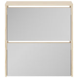 243045 Shoe Cabinet 2-Layer Mirror Oak 63x17x67 cm