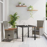 Garden Dining Set with Cushion 3 pcs Grey Poly Rattan 3379443
