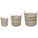 Planter Basket GENDT 3 pcs Natural Grey Kubu Rattan 42020955
