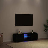TV Cabinet with LED Lights Black Oak 120x30x36 cm Engineered Wood 862034