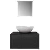 Four Piece Bathroom Furniture Set with Basin with Tap Black 273685