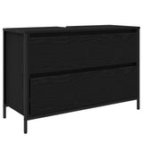 Bathroom Basin Cabinet with Drawers Black Oak 90x34.5x60 cm 861877