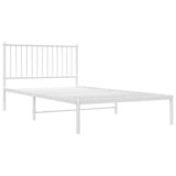 Metal Bed Frame without Mattress with Headboard White 107x203cm 350927
