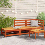 Garden Sofa with Footstool 2-Seater Wax Brown Solid Wood Pine 837974