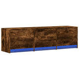 TV Cabinet with LED Smoked Oak 140 x 34 x 40 cm Engineered Wood 8006559