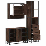 3 Piece Bathroom Furniture Set Brown Oak Engineered Wood 3301184