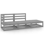 ZNTS 3 Piece Garden Lounge Set Grey Solid Pinewood 805702