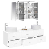 Bathroom Furniture Set 4 pcs White Engineered Wood and Glass 3407055