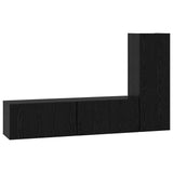 TV Cabinet Set Wall-mounted 3 pcs Black Oak Engineered Wood 3393403