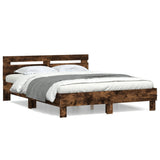 Bed Frame Smoked oak Engineered wood, Plywood King Modern 3207417
