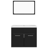 Bathroom Furniture Set Black Engineered Wood 3070866
