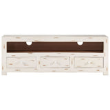 TV Cabinet Solid Wood Acacia 110x30x40 cm White 337849