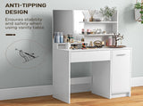 Dressing Table and Stool Set, with Storage - White T3398P341397