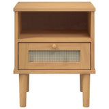 Bedside Cabinet SENJA Rattan Look Brown 40x35x48 cm Solid Wood Pine 358010