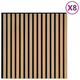 Acoustic Wall Panels 8 pcs Slatted 60.5x60 cm Oak Veneer 42002582