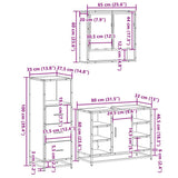 3 Piece Bathroom Furniture Set Brown Oak Engineered Wood 3301064