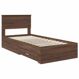 Bed Frame Brown Oak and Silver 75 x 190 cm Engineered Wood 3408332