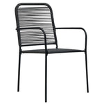 7 Piece Outdoor Dining Set Cotton Rope and Steel Black 48570