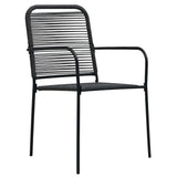 7 Piece Outdoor Dining Set Cotton Rope and Steel Black 48570