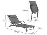 Set of Two Adjustable Back Sun Loungers - Grey T3398P320086