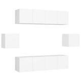 6 Piece TV Cabinet Set White Engineered Wood 3078682