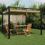 ZNTS Garden Gazebo with Retractable Roof Taupe 3x3 m Steel 4003961