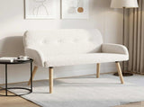 2 Seater Sofa with Solid Wood Legs Cream Boucl 42051065