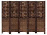 Room Divider 5 Panels Dark Brown Solid Wood Paulownia 358710