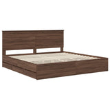 Bed Frame with Drawer Brown Oak 200 x 200 cm Engineer Wood 3411088
