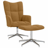 Relaxing Chair with a Stool Brown Velvet 328136