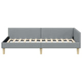 Corner Bed Frame with Headboard Light Grey 80 x 200 cm Fabric 42016101