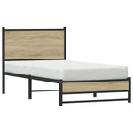 Metal Bed Frame without Mattress Sonoma Oak 75x190 cm Small Single 4007876