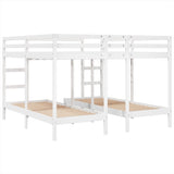 Triple Bunk Bed Frame White 200x200/80x200 cm Solid Wood Pine 3308584