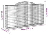 Arched Gabion Baskets 9 pcs 200x30x140/160 cm Galvanised Iron 3146159