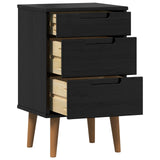 Bedside Cabinet Black 40 x 35 x 65 cm Solid Pine Wood 42020933