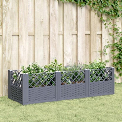 ZNTS Garden Planter with Pegs Blue Grey 123.5x43.5x43.5 cm PP 368019