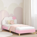 Children's Bed Frame with Headboard Pink 90 x 200 cm PU 42011022