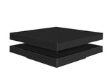 Black Square High Gloss Coffee Table with 360&deg Rotating Top, Tea Table with LED light, 70x70x36 WF324655BAA