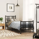 Metal Bed Frame without Mattress with Footboard Black 75x190cm 376332