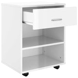Rolling Cabinet High Gloss White 46x36x59 cm Engineered Wood 808473